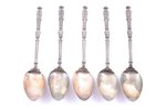 set of teaspoons, silver, 5 pcs., 950 standard, 56.55 g, 13.1 cm, France...