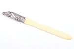 letter knife, silver, total weight of item 51.00, bone, 28.9 cm...