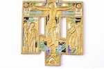крест, Распятие Христово, медный сплав, 6-цветная эмаль, Российская империя, 16.6 x 11 x 0.4 см, 309...