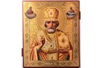 icon, Saint Nicholas the Miracle-Worker, board, painting, gold leafy, Russia, the end of the 19th ce...