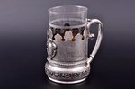 tea glass-holder, silver, with glass, 84 standart, 1887, silver weight 168.35g, by Richard Muller, b...