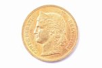 20 франков, 1895 г., B, золото, Швейцария, 6.43 г, Ø 21.3 мм, XF, 900 проба...