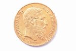 20 франков, 1877 г., золото, Бельгия, 6.44 г, Ø 21.4 мм, XF, 900 проба...