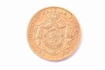 20 franki, 1875 g., zelts, Beļģija, 6.41 g, Ø 21.5 mm, XF, 900 prove...