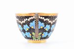 coffee pair with spoon and jam dish, silver, 916 standart, cloisonne enamel, gilding, 1953-1968, 271...