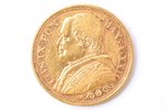 20 лир, 1868 г., R, золото, Италия, 6.40 г, Ø 21.6 мм, XF, VF...