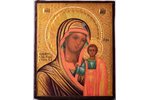 икона, Казанская икона Божией Матери, в киоте, доска, живопиcь, сусальное золото, 84 проба, Российск...
