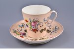 tējas pāris, rokas gleznojums, porcelāns, A.Popova manufaktūra, Krievijas impērija, 19. gs., h (tasī...