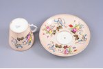 tea pair, hand painted, porcelain, A. Popov manufactory, Russia, the 19th cent., h (cup) 6.8 cm, Ø (...
