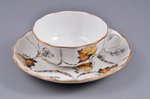 tea pair, hand painted, porcelain, A. Popov manufactory, Russia, the 19th cent., h (cup) 3.5 cm, Ø (...