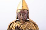 Budistu statuete, bronza, 17 cm, svars 472.60 g., 20. gs. 1. puse, defekts pie pamatnes...