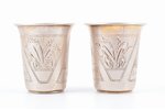 pair of beakers, silver, 84 standard, 37.25 g, engraving, h - 4.5 cm, by Israel Eseevich Zakhoder, K...