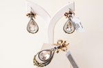 a set of earrings and a pendant, gold, silver, 585, 925 standart, 20.10 g., topaz, pendant - 5 x 2.2...