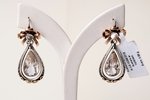 a set of earrings and a pendant, gold, silver, 585, 925 standart, 20.10 g., topaz, pendant - 5 x 2.2...