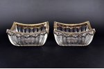 pair of candy-bowls, with glass, 830 standard, (total weight of items) 1220.80, 14.2 x 14 x 6.5 cm,...