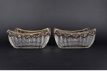 pair of candy-bowls, with glass, 830 standard, (total weight of items) 1220.80, 14.2 x 14 x 6.5 cm,...