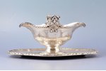 sauce-boat with stand, silver, 950 standart, 1057.05 g, Boin Taburet, France, stand - 29.4 x 19.3 cm...