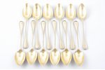 set of 12 teaspoons, silver, 800 standart, gilding, the border of the 19th and the 20th centuries, 2...
