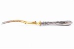 meat fork, silver, "Poppies", art nouveau, 875 standard, (item total weight) 139.70, gilding, metal,...