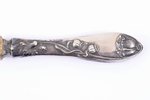 meat fork, silver, "Poppies", art nouveau, 875 standard, (item total weight) 139.70, gilding, metal,...