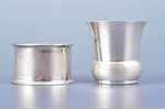 set, silver, saucer, beaker, serviette holder, 950 standard, 251.80 g, Ø (saucer) - 16.3 cm, h (beak...
