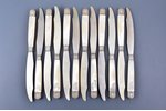 12-piece knife set, silver, 800 standart, nacre, 1876-1899, (total weight of items) 467.10g, Adolphe...