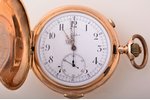 kabatas pulkstenis, "Nestor", ceturkšņa repetīrs, hronogrāfs, Šveice, 20. gs. sākums, zelts, 56, 585...