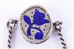 watch fob, silver, enamel, 6.10 g, detail with enamel - 13x7x6 mm, pendant length - 38 mm, without h...