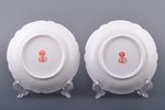 set of 4 tea pairs, porcelain, Gardner manufactory, hand-painted, Russia, the border of the 19th and...