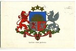 postcard, Coat of Arms of Republic of Latvia, Latvia, 20-30ties of 20th cent., 14x8,8 cm...