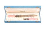 set, letter knife, sign, silver, with natural stone (pink quartz?), 800 standard, total weight of it...