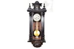 wall clock, "Le Roi a Paris", France, wood, 110 x 44.5 x 18 cm, Ø 182 mm, in working order, with key...