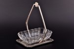 candy-bowl, Art Nouveau, metal, with glass insert, the 1st half of the 20th cent., 19.4 x 15.8 x 10....
