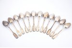 set of tablespoons, silver, 12 pcs, 84 standard, 855.30 g, 21.6 cm, 1886, Odessa, Russia, in a box...