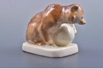 figurine, Circus Bear, porcelain, Riga (Latvia), USSR, Riga porcelain factory, 1953-1962, 9 cm, firs...