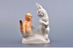 figurine, A Cat and A Rabbit, porcelain, Riga (Latvia), USSR, Riga porcelain factory, molder - Lize...