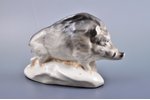 figurine, Wild boar, porcelain, Riga (Latvia), USSR, Riga porcelain factory, the 50ies of 20th cent....