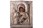 ikona, Vissvētā Dievmāte, dēlis, sudrabs, gleznojums, metāls, Krievijas impērija, 1731-1829 g., 32 x...