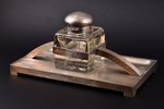 ink-pot, silver plated, glass, Germany, 30 x 17 x 15 cm...