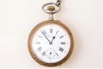 pocket watch, "Regulateur", for locomotive service staff, with chain, metal, 8.6 x 6.7 cm, Ø (dial)...