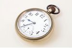 pocket watch, metal, 6.8 x 5.4 cm, Ø (dial) 46.8 mm, crack on a dial, in working condition...