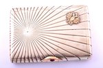 cigarette case, silver, with gold decorative elements, 84 standard, 209.90 g, gilding, 11.4 x 8.3 x...