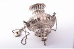sanctuary lamp, silver, 346.85 g, h 18.2 cm, h (with chain) 50 cm, the 18th cent., Russia, one of th...