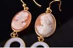 earrings, cameos, silver, gilding, 925 standard, 7.55 g., the item's dimensions 6.9 x 1.6 cm...