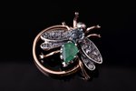 a ring, gold, 500 standard, 5.05 g., the size of the ring 17, diamonds, emerald, topaz...