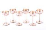 set of 6 small glasses, silver, 800 standart, 294.05 g, France, h 8.1 cm...