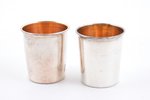 pair of beakers, silver, 950 standard, 35.55 g, gilding, h 4.2 cm, by Emile Puiforcat, the 2nd half...
