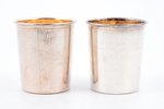 pair of beakers, silver, 950 standard, 35.55 g, gilding, h 4.2 cm, by Emile Puiforcat, the 2nd half...