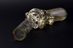 bottle, in the shape of a shotgun, "Latvian Glass - in Riga", Latvia, 26 cm, chip on the mouth...