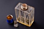 perfume set, silver, glass, 4 items, 950 standard, total weight of bottle caps 69.75, enamel, 15.9 /...